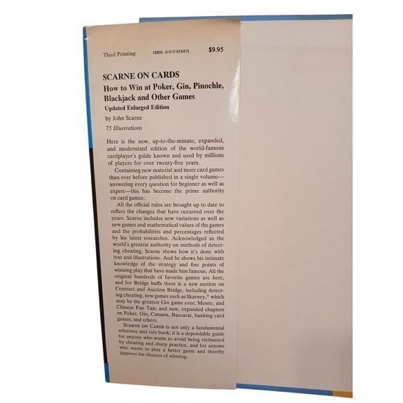 1974 John Scarne On Cards Hardcover Dust Jacket Cheating Gambling Technical How - Picture 3 of 16